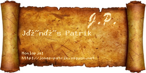 Jónás Patrik névjegykártya